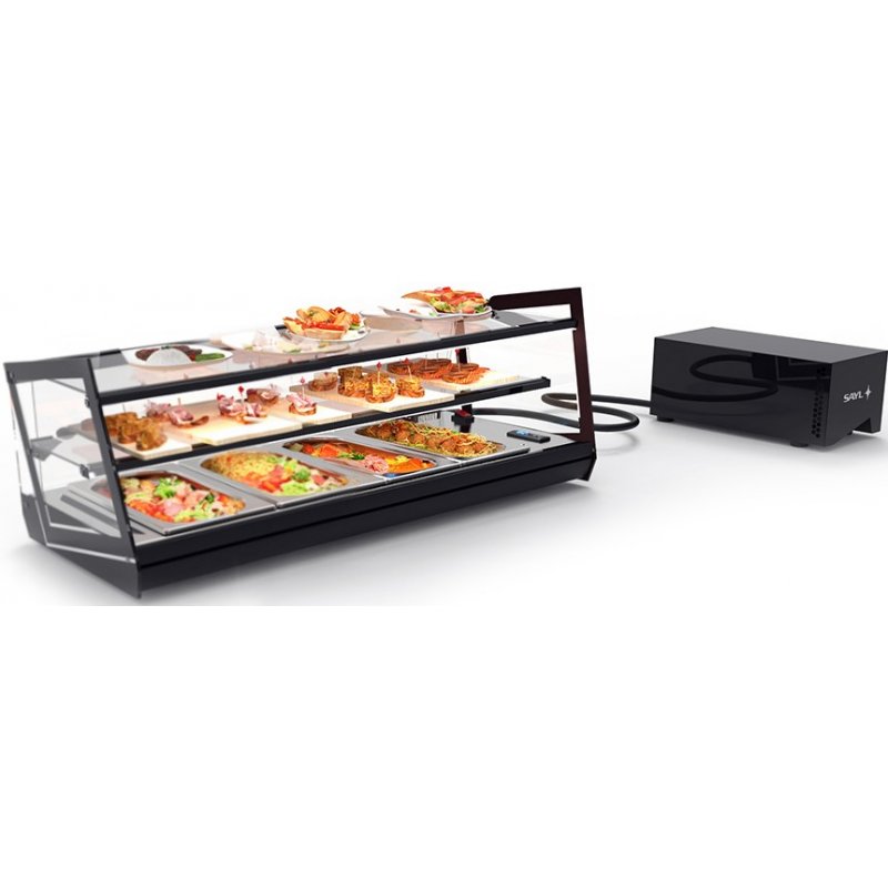 Vitrina refrigerada sobremostrador Kube VCKB4GR de triple exposición con grupo remoto y cristal templado