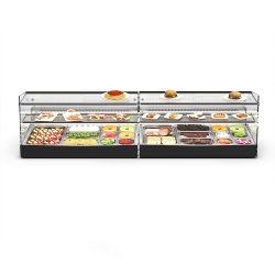 Vitrina refrigerada LOMA LM10P negra para carnes y pescados, 1 estante, cristal templado y puertas correderas
