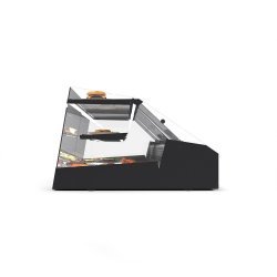 Vitrina refrigerada LOMA LM10 negra para carnes y pescados, 1 estante, cristal templado y puertas correderas