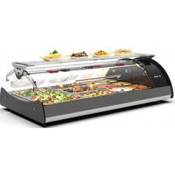 Vitrina refrigerada Maxiself VMX3 negra sobremostrador, cristal curvo templado, autoservicio y estante intermedio