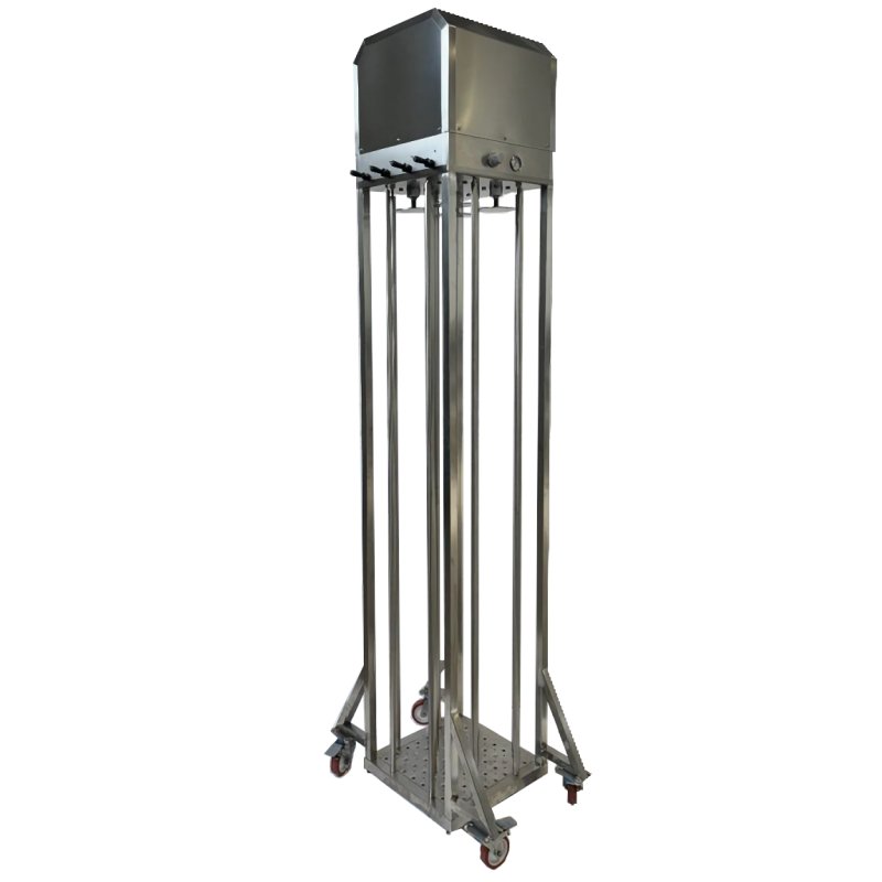 Prensa vertical para queso de acero inoxidable con 4 pistones neumáticos  Scovali SCPV-4EV