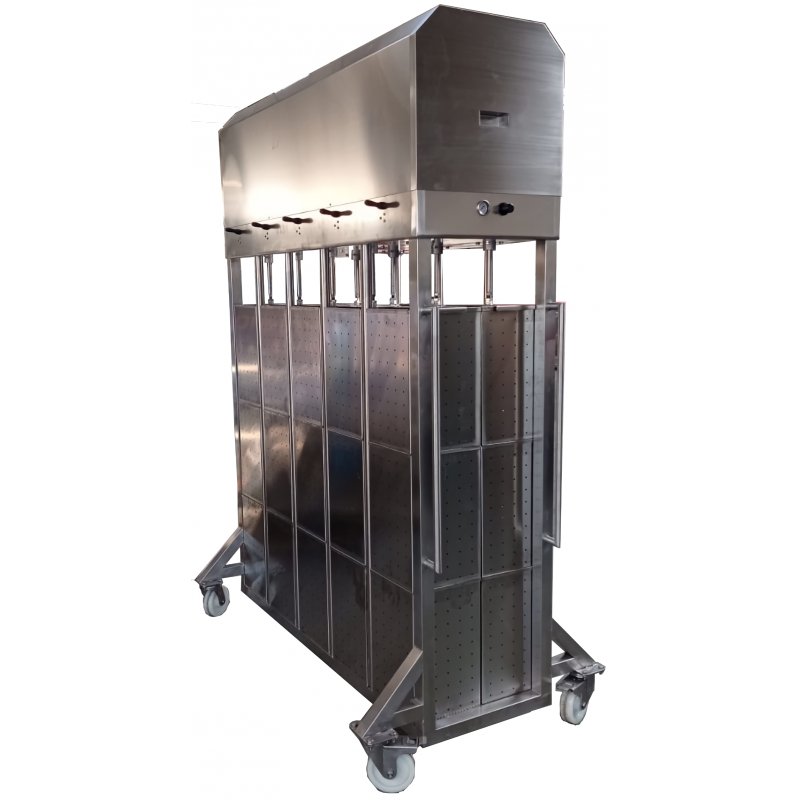 Prensa vertical para queso de acero inoxidable con 10 pistones neumáticos con puertas Scovali SCPV-10EV-P