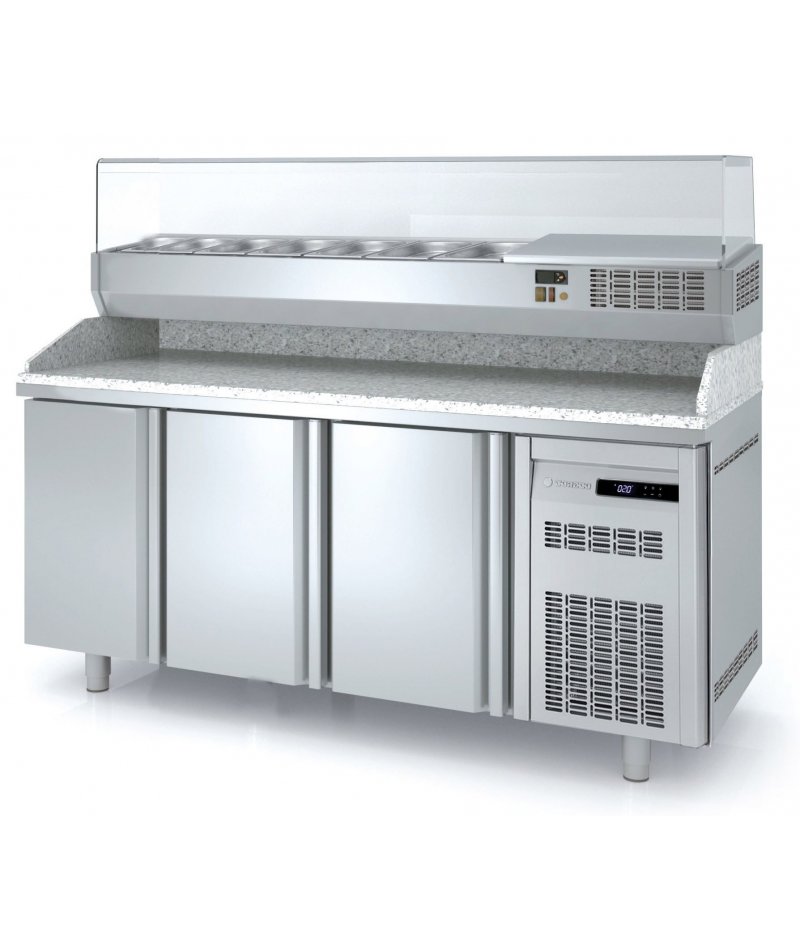 Mesa fría para pizzas de 3 puertas 40x60.