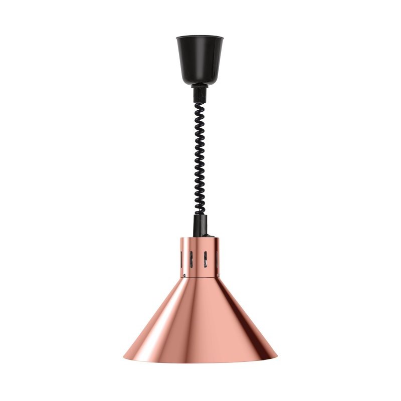 Lámpara de calor STYLE cromada de acero en tono cobre extensible hasta 190 centímetros