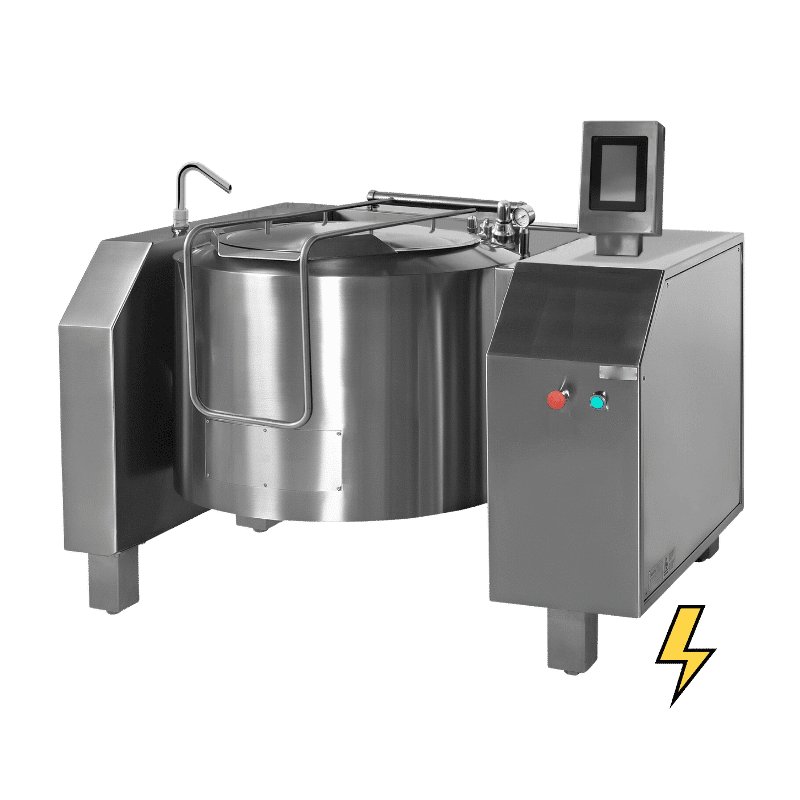Marmita eléctrica indirecta con mezclador de 80 Litros PERM-80 con basculación eléctrica - 100ºC TouchScreen