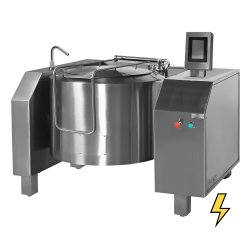 Marmita eléctrica indirecta con mezclador de 155 Litros PERM-150 con basculación eléctrica - 100ºC TouchScreen