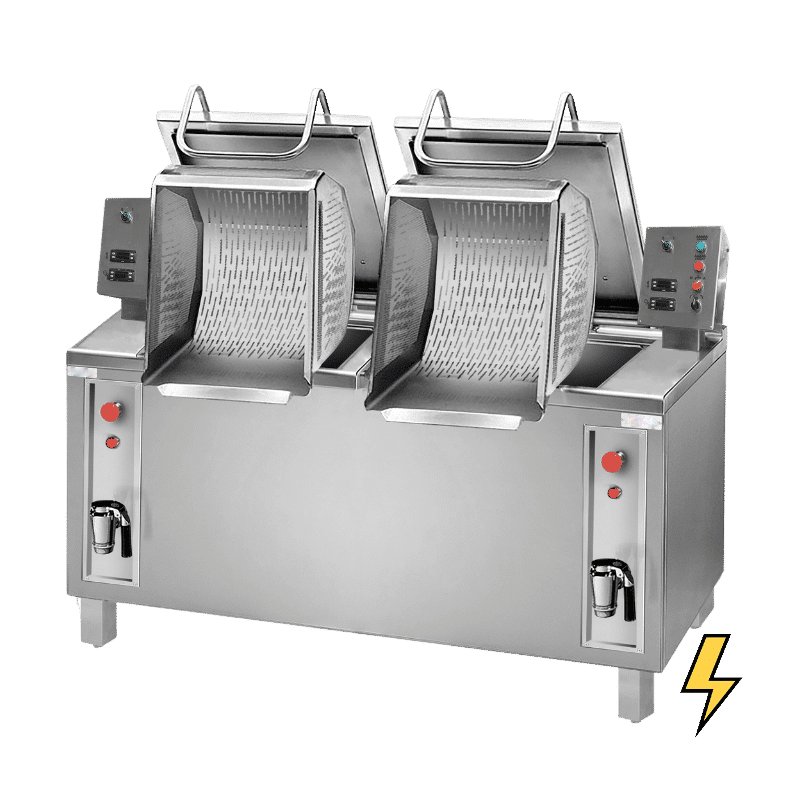 Cocedor de pasta elevable eléctrico para pasta, arroz y legumbres de 200+200 litros CPER2-200 2 cubas