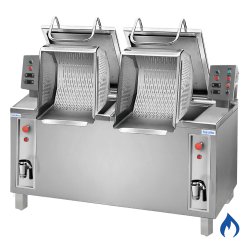 Cocedor de pasta elevable a gas para pasta, arroz y legumbres de 250+250 litros CPGR2-250 2 cubas