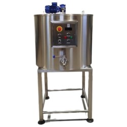 Yogurtera profesional de 200 litros con brazo inclinado, panel frontal y reductor de salida Scovali