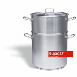Conjunto cuscusera forma recta Inox-Pro Diámetro: 24+24 cm - Altura: 14+14 cm - Capacidad: 6,3+6,3 lts.