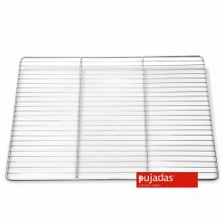 Rejilla pastelería reforzada acero inox pujadas - Medidas(mm): 600 x 400 - N. travesaños: 2 - Diámetro travesaños(mm): 6 - N. v