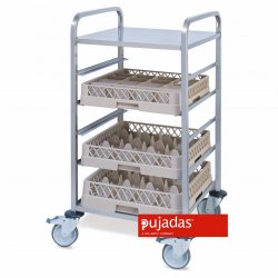 P80.750 - Carro para cestas de Vajillas - Medida guías: 500x500 mm - Nº guías: 5 - Dimensiones: 640x633x1160 mm