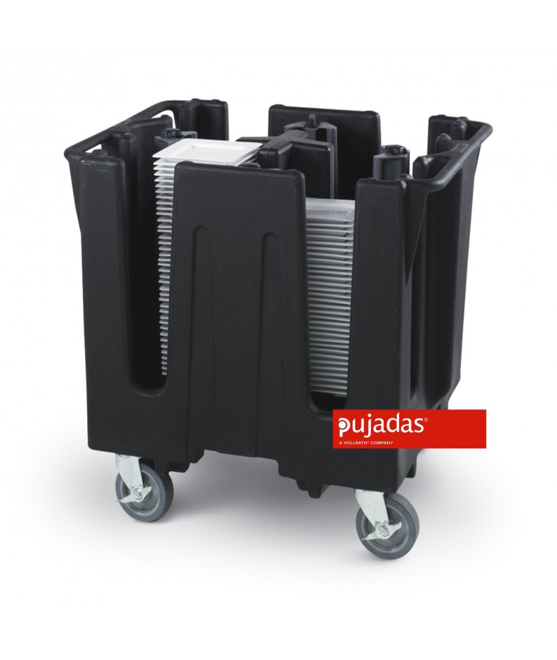 Carro de transporte ajustable para platos cuadrados y redondos
