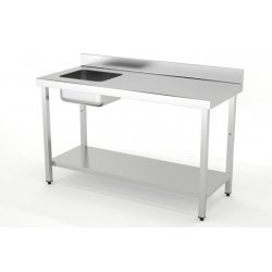Mesa mural chef estándar con cuba izquierda 1 estante inferior Fondo 500 desmontada IDX5112I
