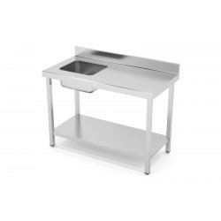 Mesa mural chef estándar con cuba izquierda estante inferior. Fondo 600 Soldada IDX6910I