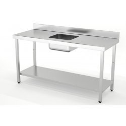 Mesa mural chef estándar con cuba central estante inferior Fondo 600 Soldada IDX6916C