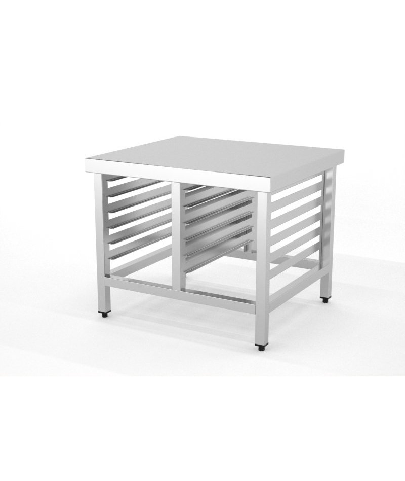 Mesa con soporte de horno con guías soldada